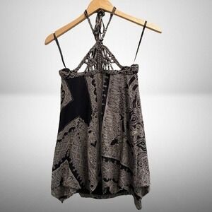 NEW‎ Sky Braided Halter Women's Black White Medium